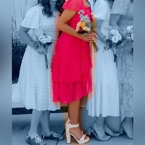 hot pink midi dress size small